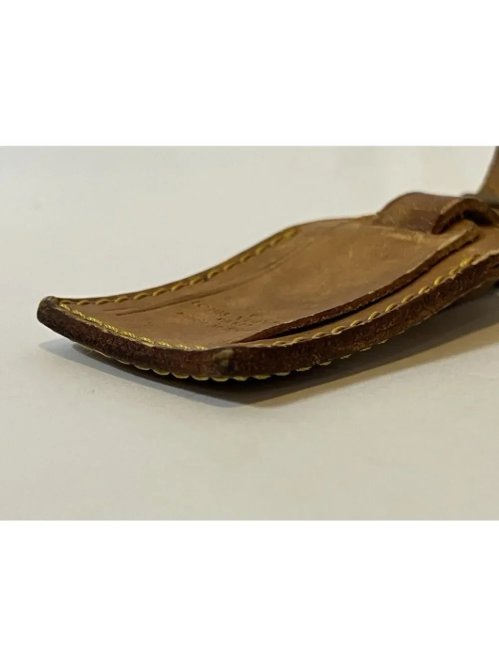 AS-IS Authentic Louis Vuitton Vachetta Leather Luggage Tag Brass Buckle France
